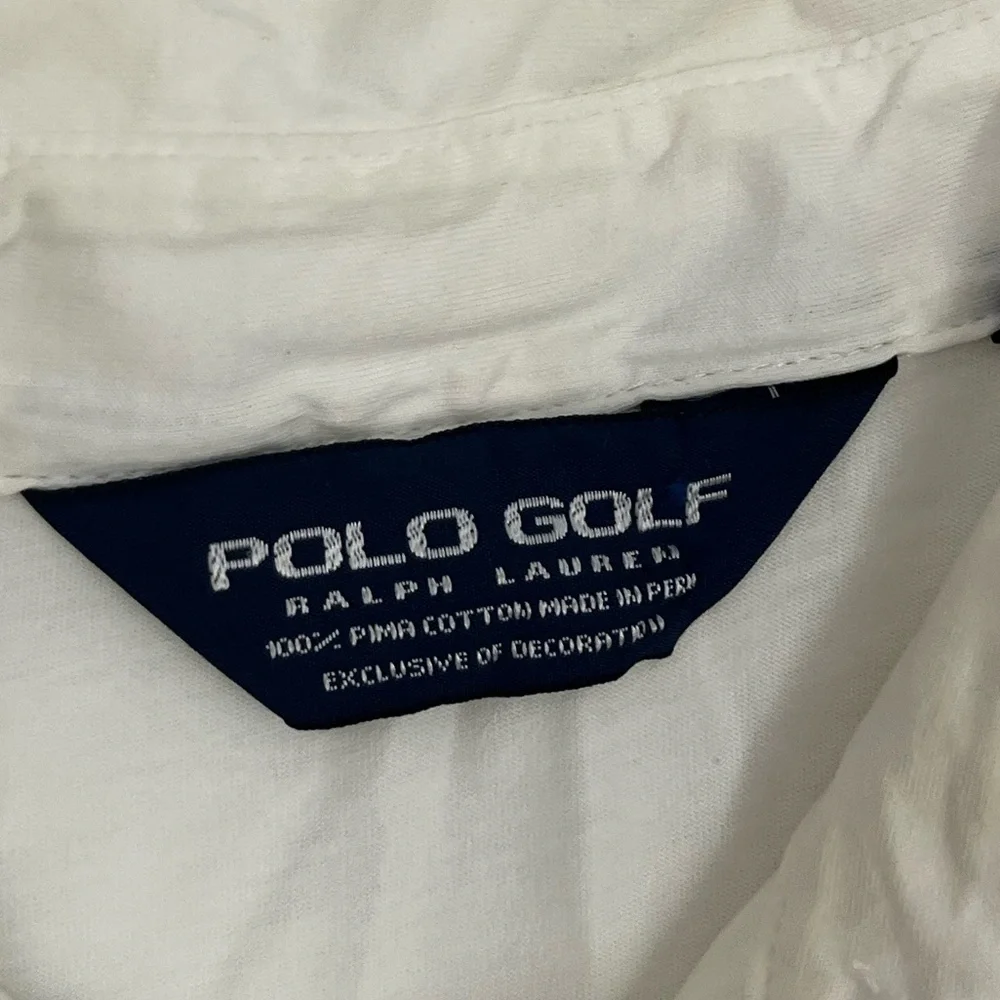 Polo Golf Ralph Lauren Men's M White Logo Short Sleeve‎ Polo
